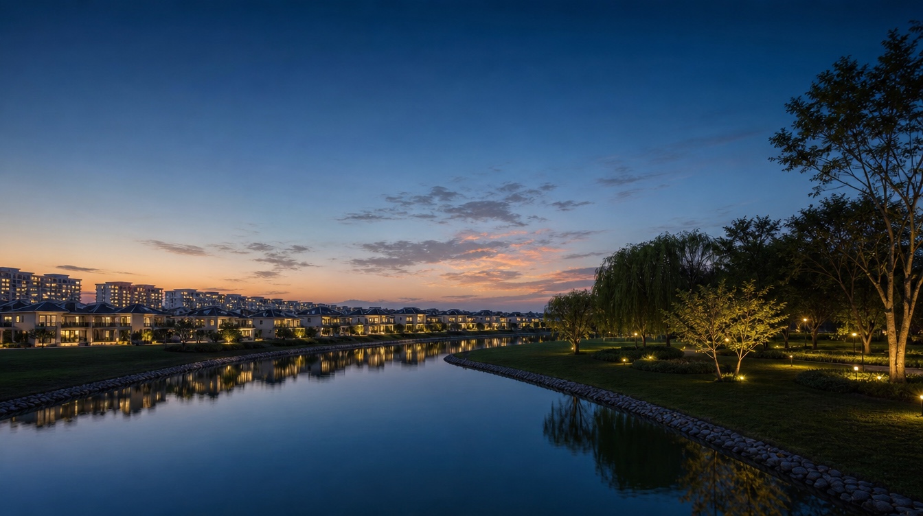 lakeside at dusk
